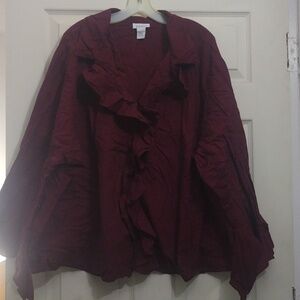 Avenue Burgundy Wine 100% cotton poets blouse size 30/32